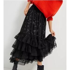 Anthropologie Luciana Tiered Tulle Maxi Skirt